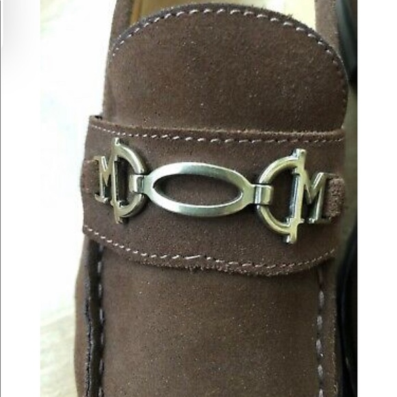 Suede Brown Loafers W/designer Logo Heel - Picture 4 of 11